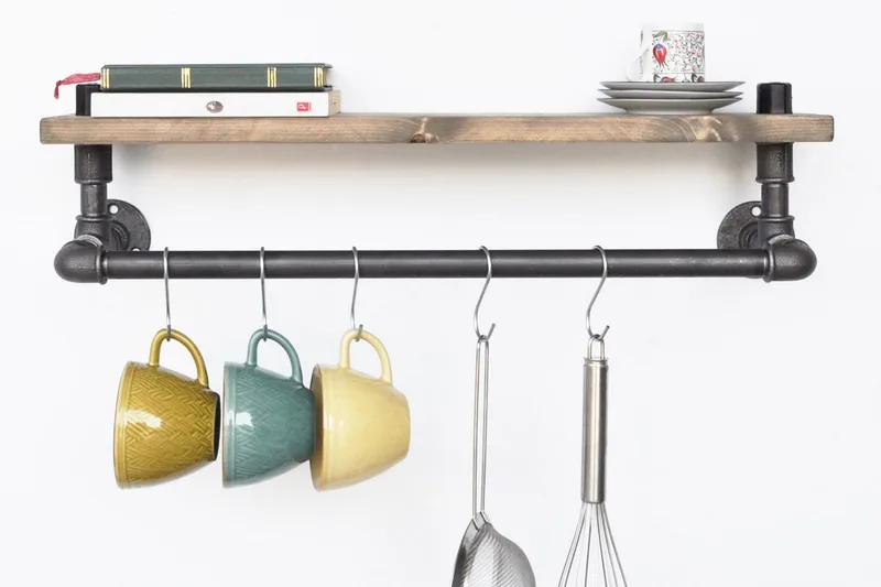 Evila Kjøkkenhylle Rør/Tre - Oppbevaring - Klesoppbevaring - Stumtjener - Klesstativ