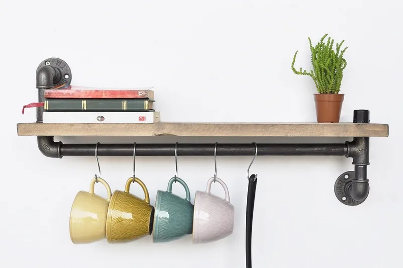 Evila Kjøkkenhylle Rør/Tre - Oppbevaring - Klesoppbevaring - Stumtjener - Klesstativ