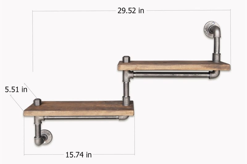 Evila Trappehylle Rør/Tre - Oppbevaring - Hyller - Vegghylle