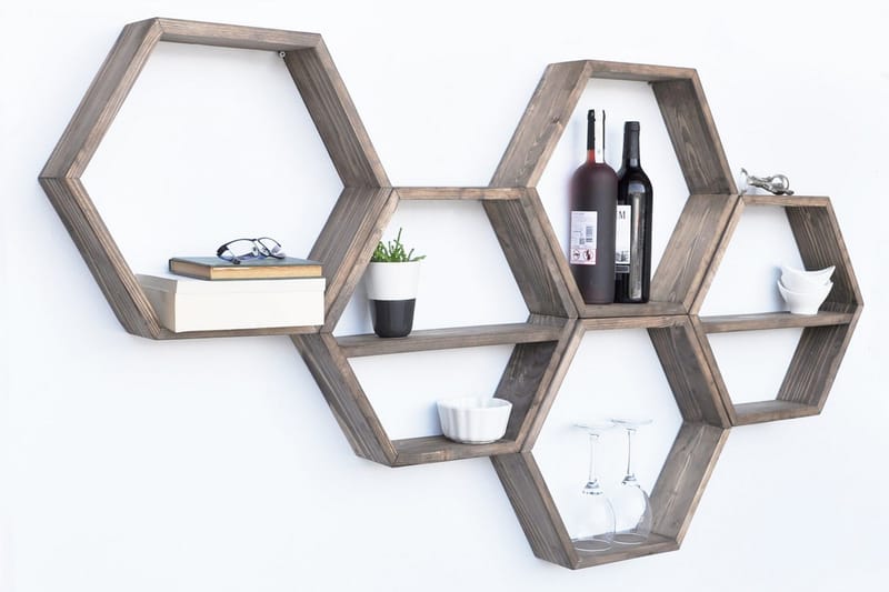 Evila Vegghylle 5 Heksagoner - Oppbevaring - Hyller - Vegghylle