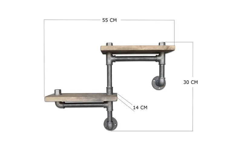 Evila Vegghylle Rør/Tre - Oppbevaring - Hyller - Vegghylle