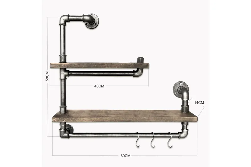 Evila Vegghylle Rør/Tre - Oppbevaring - Hyller - Vegghylle