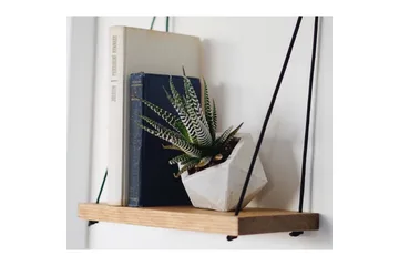Evila Veggshylle med Tau 40 cm i Tre med Eikeutseende - Beige - Oppbevaring - Hyller - Vegghylle