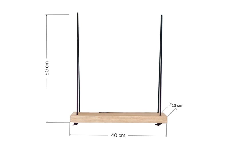 Evila Veggshylle med Tau 40 cm i Tre med Eikeutseende - Beige - Oppbevaring - Hyller - Vegghylle