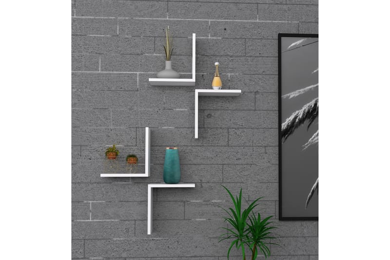 Faciem Vegghylle 44x32 cm 4 Hyller - Hvit - Oppbevaring - Hyller - Vegghylle