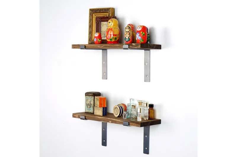 Fercho Vegghylle 40 cm - Svart / Valnøtt - Oppbevaring - Hyller - Vegghylle