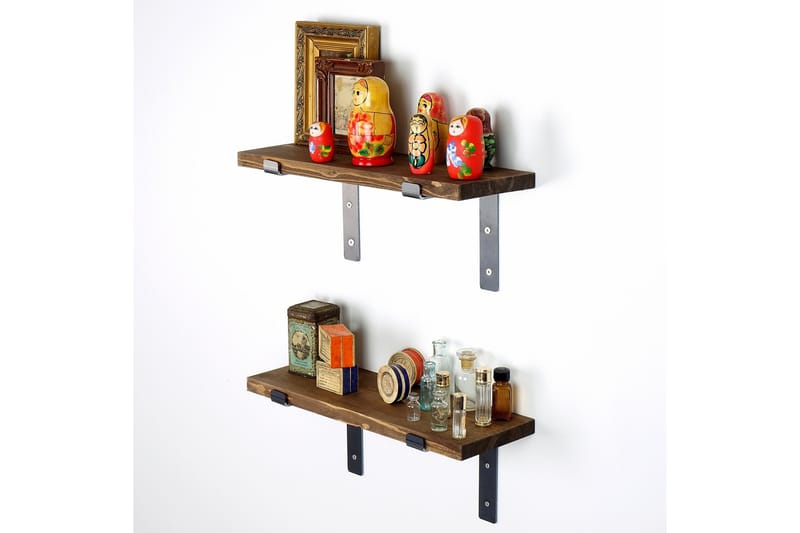 Fercho Vegghylle 40 cm - Svart / Valnøtt - Oppbevaring - Hyller - Vegghylle