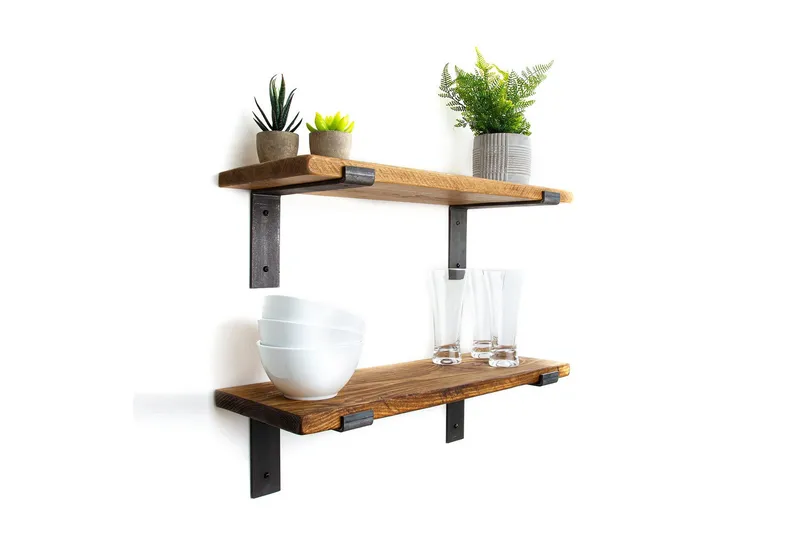 Fercho Vegghylle 40 cm - Svart / Valnøtt - Oppbevaring - Hyller - Vegghylle