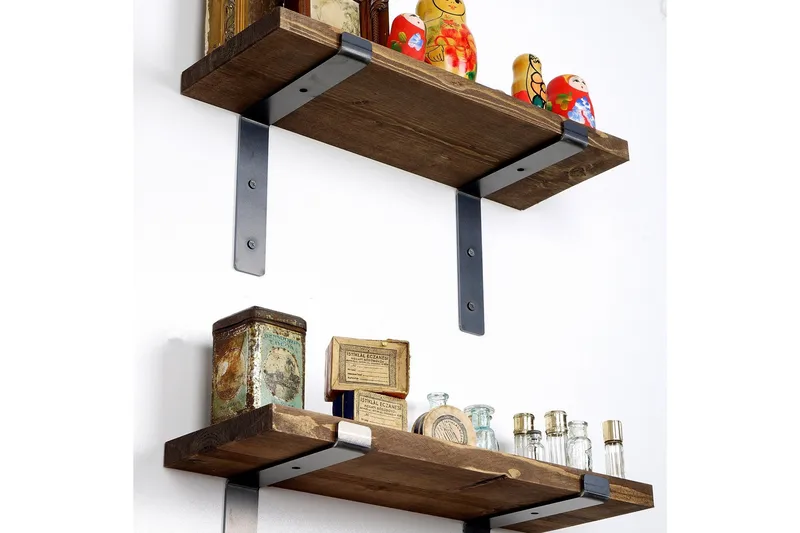 Fercho Vegghylle 40 cm - Svart / Valnøtt - Oppbevaring - Hyller - Vegghylle