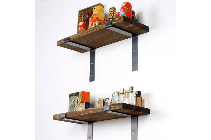 Fercho Vegghylle 40 cm - Svart / Valnøtt - Oppbevaring - Hyller - Vegghylle