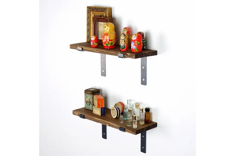 Fercho Vegghylle 40 cm - Svart / Valnøtt - Oppbevaring - Hyller - Vegghylle