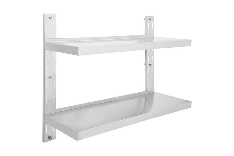 Flytende vegghylle 2 nivåer rustfritt stål 100x30 cm - Grå - Oppbevaring - Hyller - Vegghylle