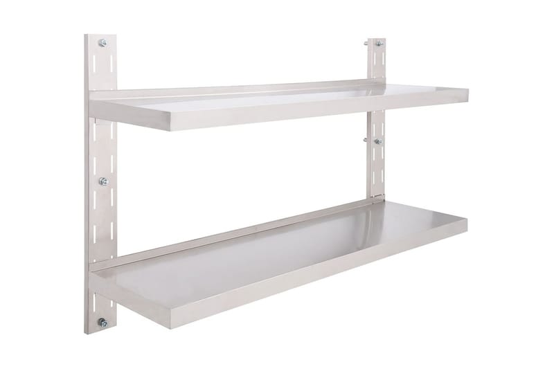 Flytende vegghylle 2 nivåer rustfritt stål 120x30 cm - Grå - Oppbevaring - Hyller - Vegghylle