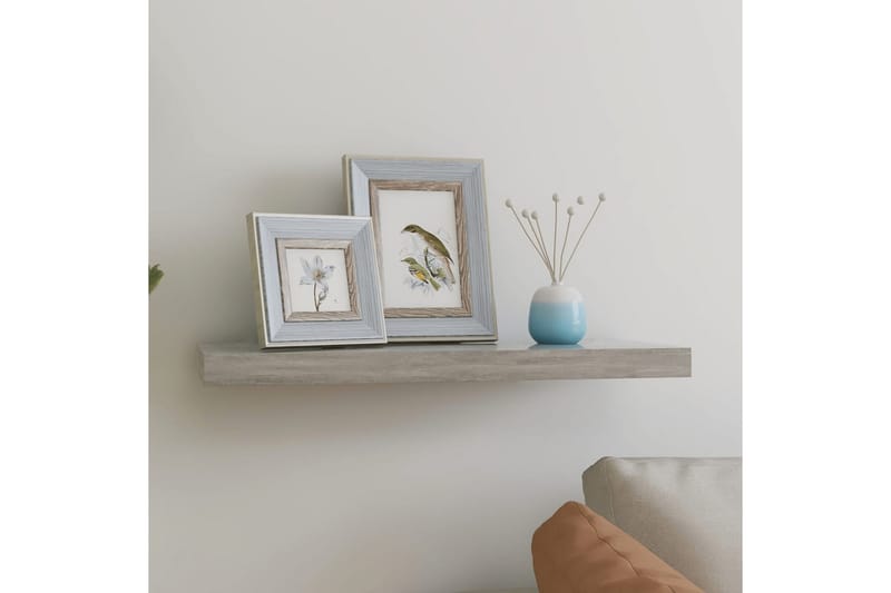 Flytende vegghylle betonggrå 60x23,5x3,8 cm MDF - Grå - Oppbevaring - Hyller - Vegghylle
