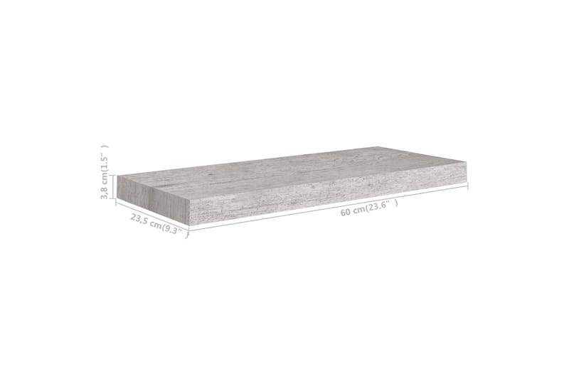 Flytende vegghylle betonggrå 60x23,5x3,8 cm MDF - Grå - Oppbevaring - Hyller - Vegghylle