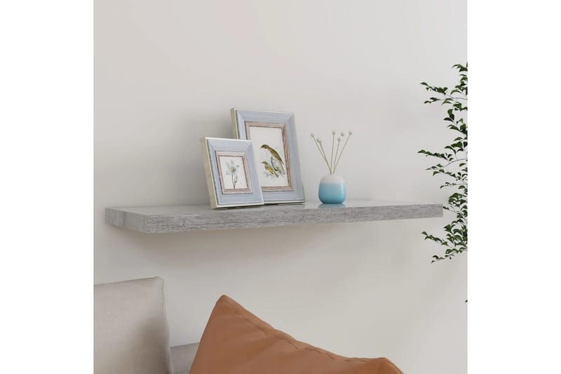 Flytende vegghylle betonggrå 80x23,5x3,8 cm MDF - Grå - Oppbevaring - Hyller - Vegghylle