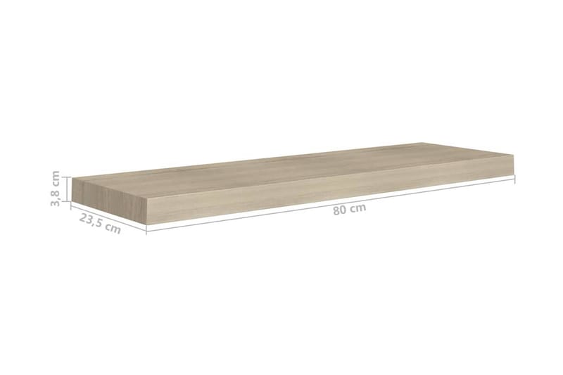 Flytende vegghylle eik 80x23,5x3,8 cm MDF - Oppbevaring - Hyller - Vegghylle