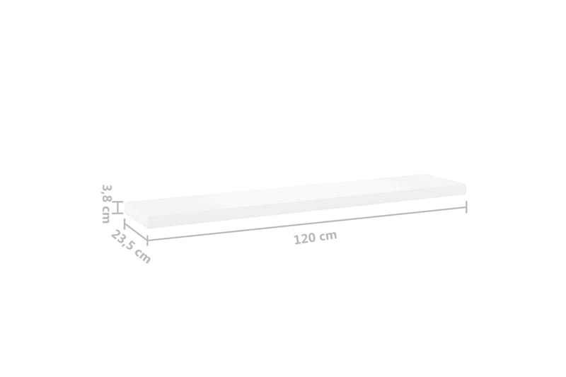Flytende vegghylle eik og hvit 120x23,5x3,8 cm MDF - Hvit - Vegghylle