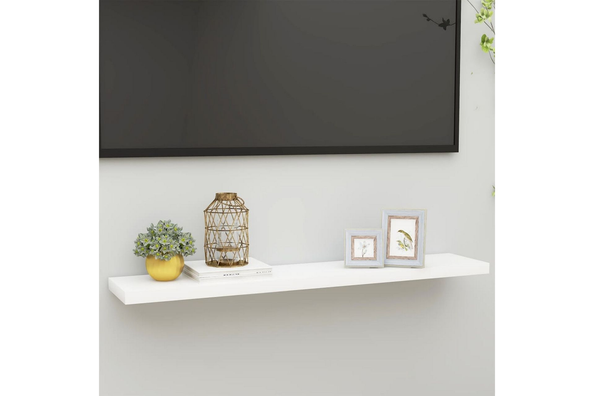 Flytende vegghylle eik og hvit 120x23,5x3,8 cm MDF - Hvit - Oppbevaring - Hyller - Vegghylle