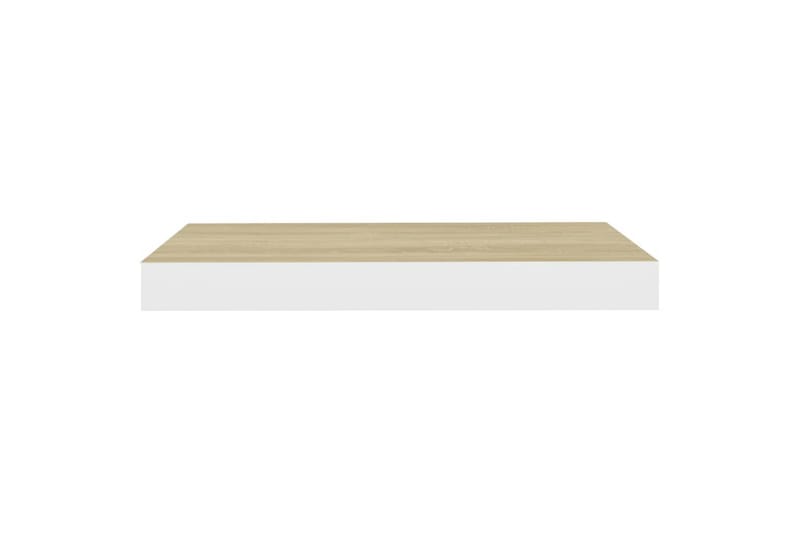 Flytende vegghylle eik og hvit 50x23x3,8 cm MDF - Hvit - Oppbevaring - Hyller - Vegghylle