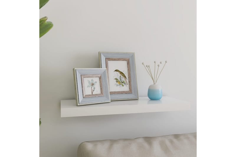 Flytende vegghylle eik og hvit 60x23,5x3,8 cm MDF - Hvit - Oppbevaring - Hyller - Vegghylle