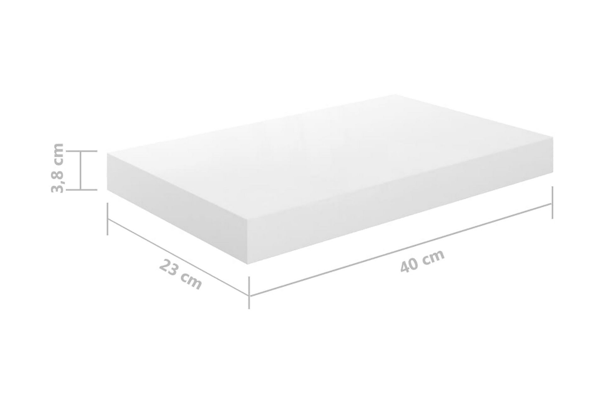 Flytende vegghylle høyglans hvit 40x23x3,8 cm MDF - Oppbevaring - Hyller - Vegghylle