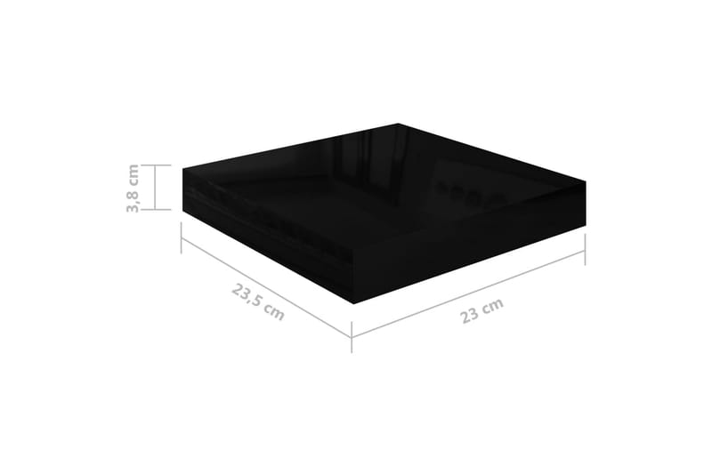 Flytende vegghylle høyglans svart 23x23,5x3,8 cm MDF - Oppbevaring - Hyller - Vegghylle