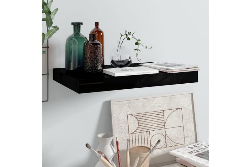 Flytende vegghylle høyglans svart 40x23x3,8 cm MDF - Oppbevaring - Hyller - Vegghylle