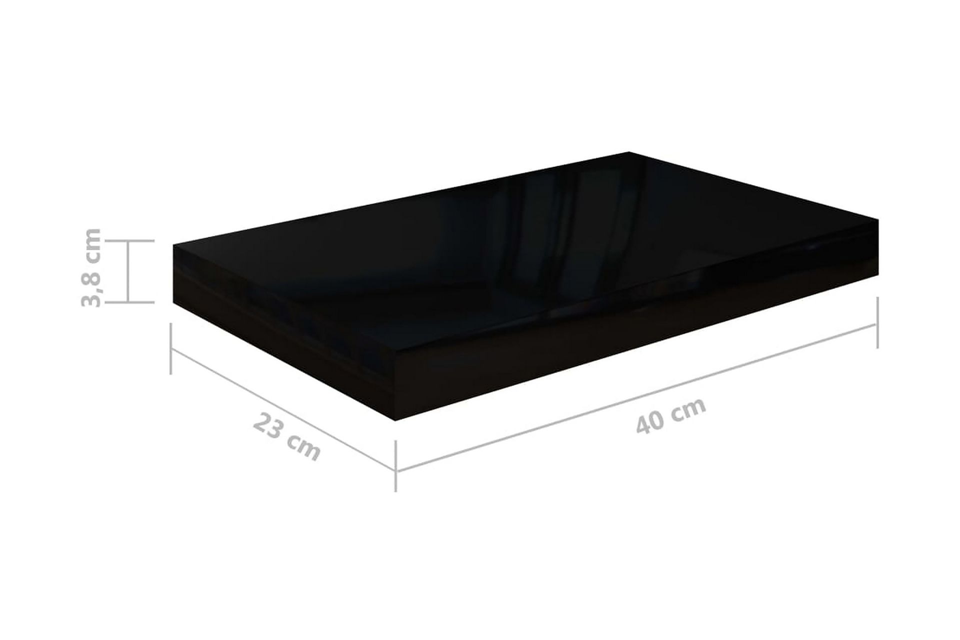 Flytende vegghylle høyglans svart 40x23x3,8 cm MDF - Oppbevaring - Hyller - Vegghylle