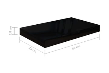 Flytende vegghylle høyglans svart 40x23x3,8 cm MDF - Oppbevaring - Hyller - Vegghylle