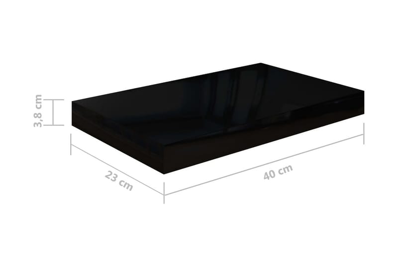 Flytende vegghylle høyglans svart 40x23x3,8 cm MDF - Oppbevaring - Hyller - Vegghylle