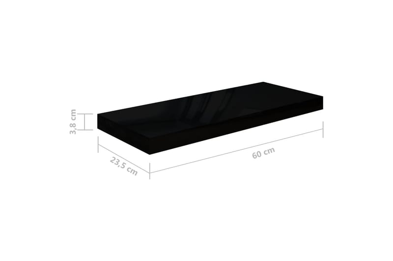 Flytende vegghylle høyglans svart 60x23,5x3,8 cm MDF - Oppbevaring - Hyller - Vegghylle