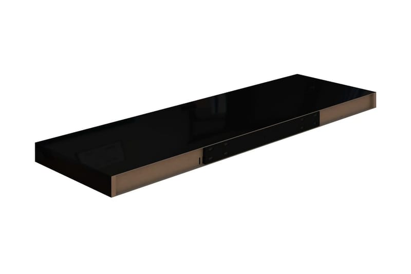 Flytende vegghylle høyglans svart 80x23,5x3,8 cm MDF - Vegghylle