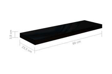 Flytende vegghylle høyglans svart 80x23,5x3,8 cm MDF - Oppbevaring - Hyller - Vegghylle