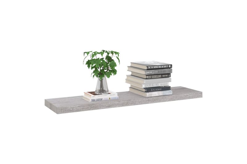 Flytende vegghyller 2 stk betonggrå 100x23,5x3,8 cm MDF - Grå - Oppbevaring - Hyller - Vegghylle