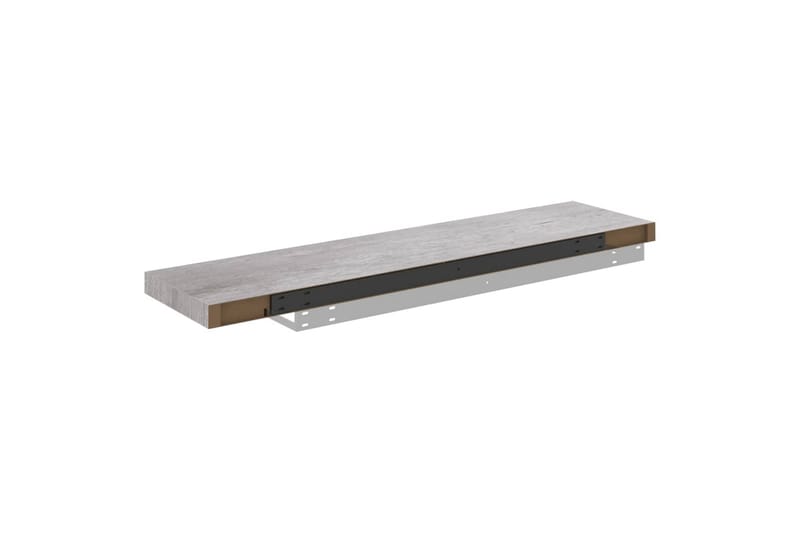 Flytende vegghyller 2 stk betonggrå 100x23,5x3,8 cm MDF - Grå - Oppbevaring - Hyller - Vegghylle