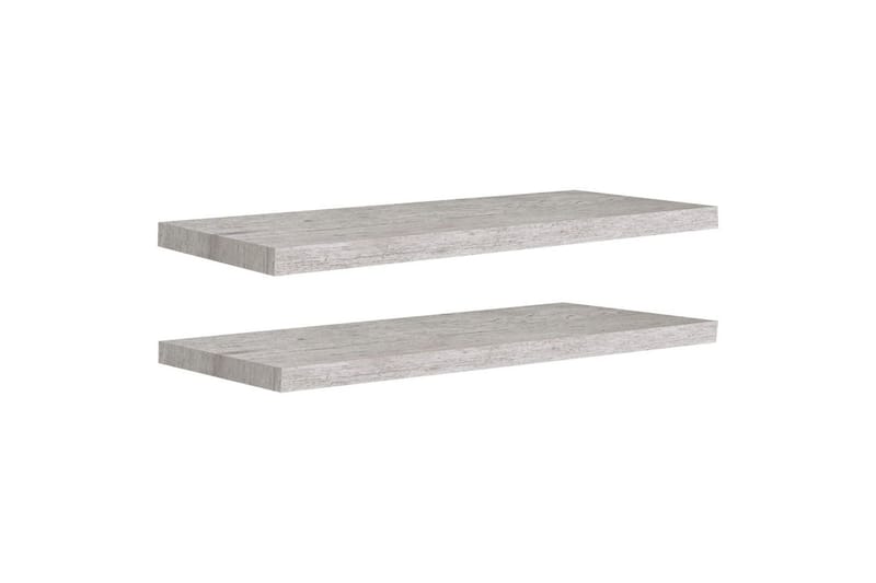 Flytende vegghyller 2 stk betonggrå 80x23,5x3,8 cm MDF - Grå - Vegghylle