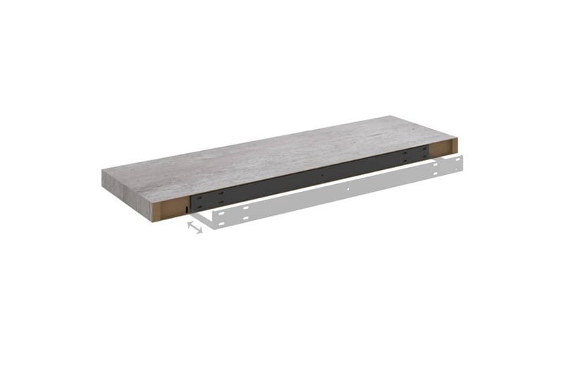 Flytende vegghyller 2 stk betonggrå 80x23,5x3,8 cm MDF - Grå - Vegghylle