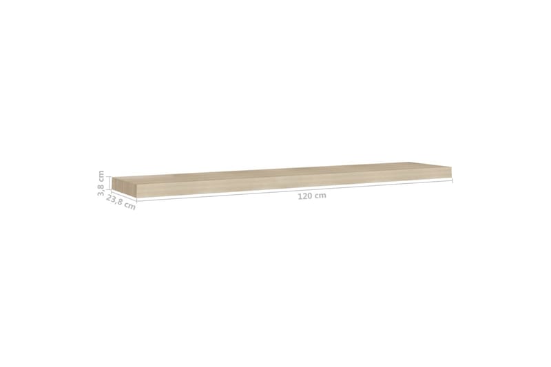 Flytende vegghyller 2 stk eik 120x23,5x3,8 cm MDF - Brun - Oppbevaring - Hyller - Vegghylle