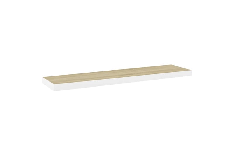 Flytende vegghyller 2 stk eik og hvit 100x23,5x3,8 cm MDF - Hvit - Oppbevaring - Hyller - Vegghylle