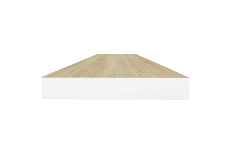 Flytende vegghyller 2 stk eik og hvit 100x23,5x3,8 cm MDF - Hvit - Oppbevaring - Hyller - Vegghylle