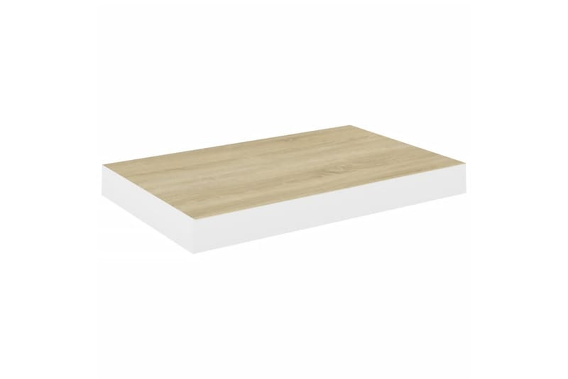 Flytende vegghyller 2 stk eik og hvit 50x23x3,8 cm MDF - Hvit - Oppbevaring - Hyller - Vegghylle
