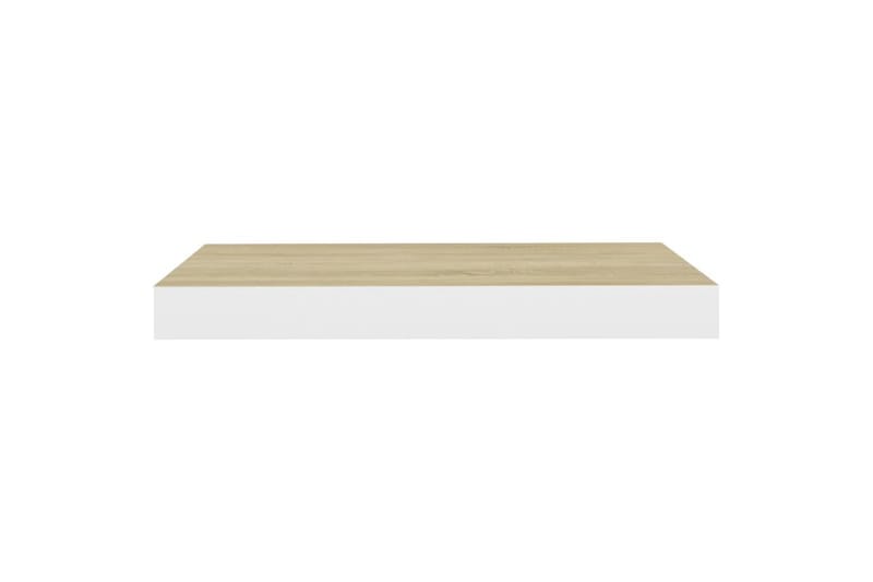 Flytende vegghyller 2 stk eik og hvit 50x23x3,8 cm MDF - Hvit - Oppbevaring - Hyller - Vegghylle