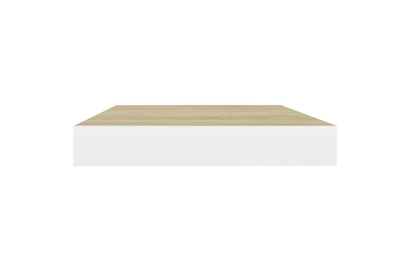 Flytende vegghyller 2 stk eik og hvit 50x23x3,8 cm MDF - Hvit - Oppbevaring - Hyller - Vegghylle