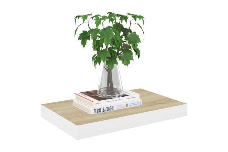 Flytende vegghyller 2 stk eik og hvit 50x23x3,8 cm MDF - Hvit - Oppbevaring - Hyller - Vegghylle