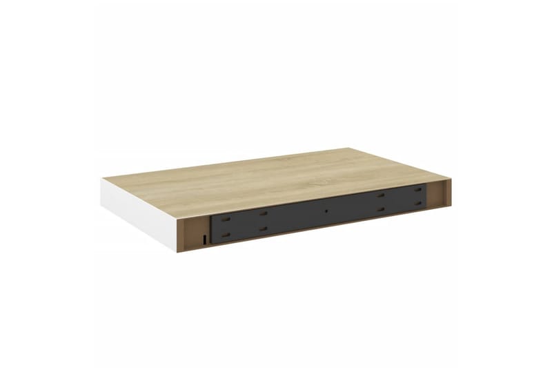 Flytende vegghyller 2 stk eik og hvit 50x23x3,8 cm MDF - Hvit - Oppbevaring - Hyller - Vegghylle