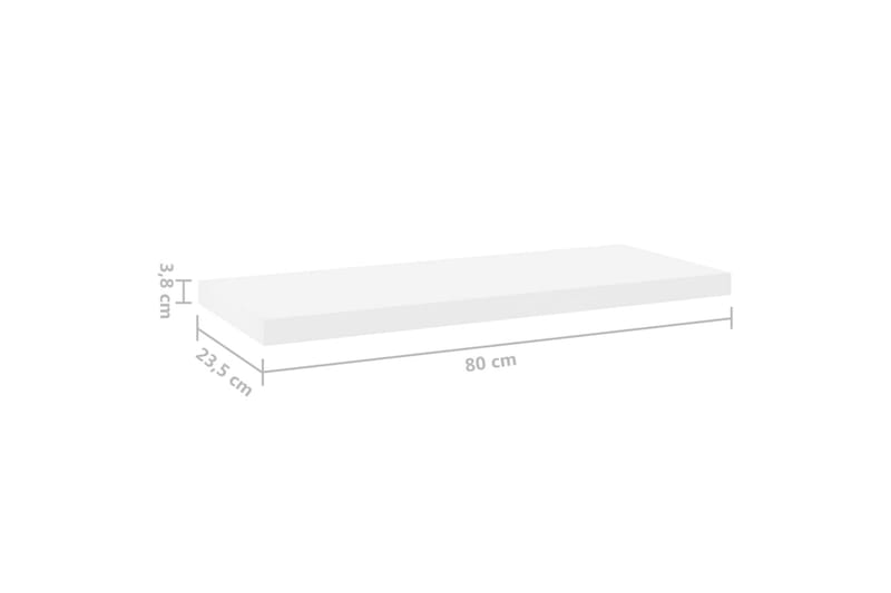 Flytende vegghyller 2 stk eik og hvit 80x23,5x3,8 cm MDF - Hvit - Vegghylle