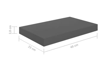 Flytende vegghyller 2 stk høyglans grå 40x23x3,8 cm MDF - Oppbevaring - Hyller - Vegghylle