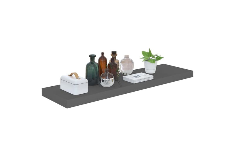 Flytende vegghyller 2 stk høyglans grå 90x23,5x3,8 cm MDF - Oppbevaring - Hyller - Vegghylle