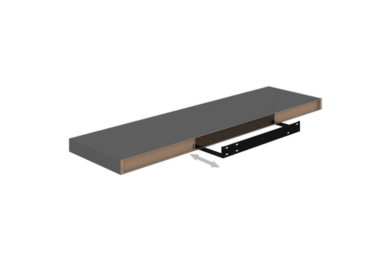 Flytende vegghyller 2 stk høyglans grå 90x23,5x3,8 cm MDF - Oppbevaring - Hyller - Vegghylle
